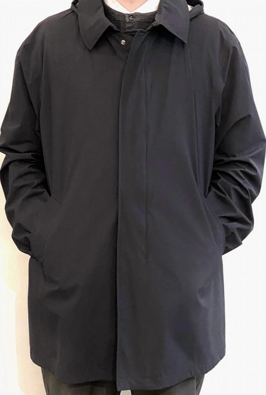 NEW HERNO single breasted layered wool coat in black